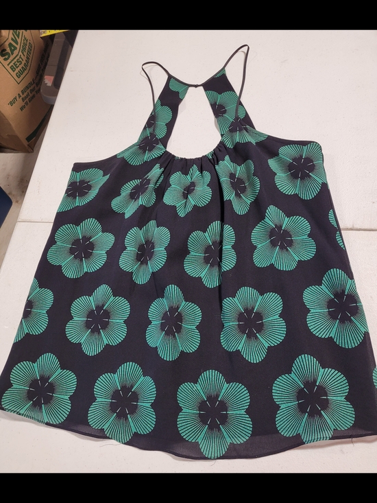 JAYGODFREY Tops - JAYGODFREY Black Silk Halter Cami with Teal Floral Print